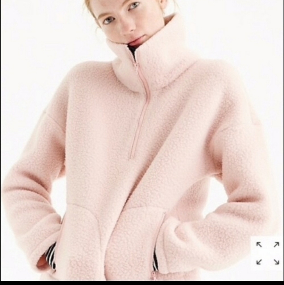 J Crew sherpa fleece sweater size M pink